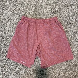 Lululemon Men's Heathered Red Athletic Shorts - Size Large - Pace Breaker